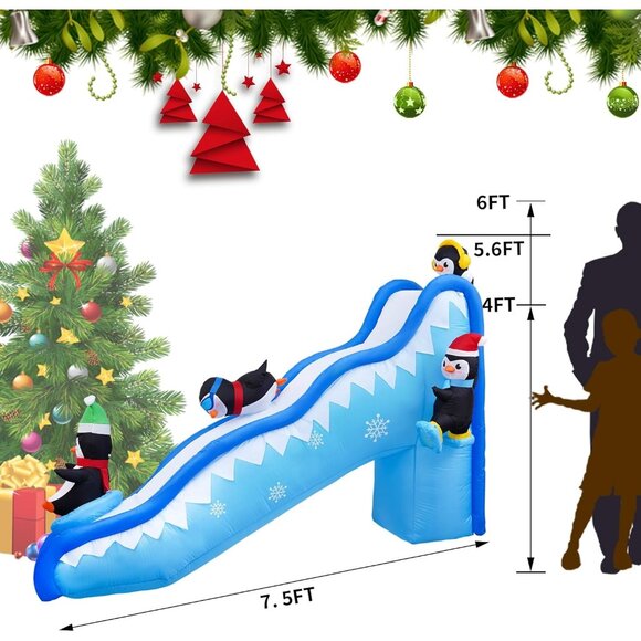 🆕6FT Christmas Inflatables Penguin Slide Blow Up Build-in LED Outdoor Decor - Picture 5 of 10